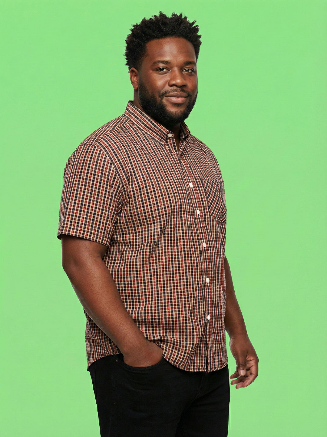 Men Plus Size Roam Multicolor Checkered Casual Shirt