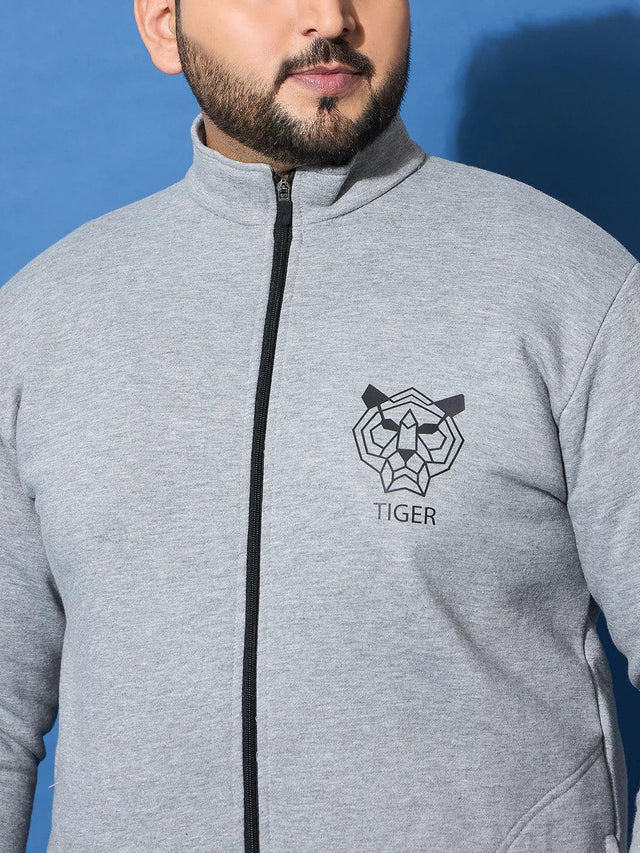 Men Plus Size Roar Grey Printed Jacket