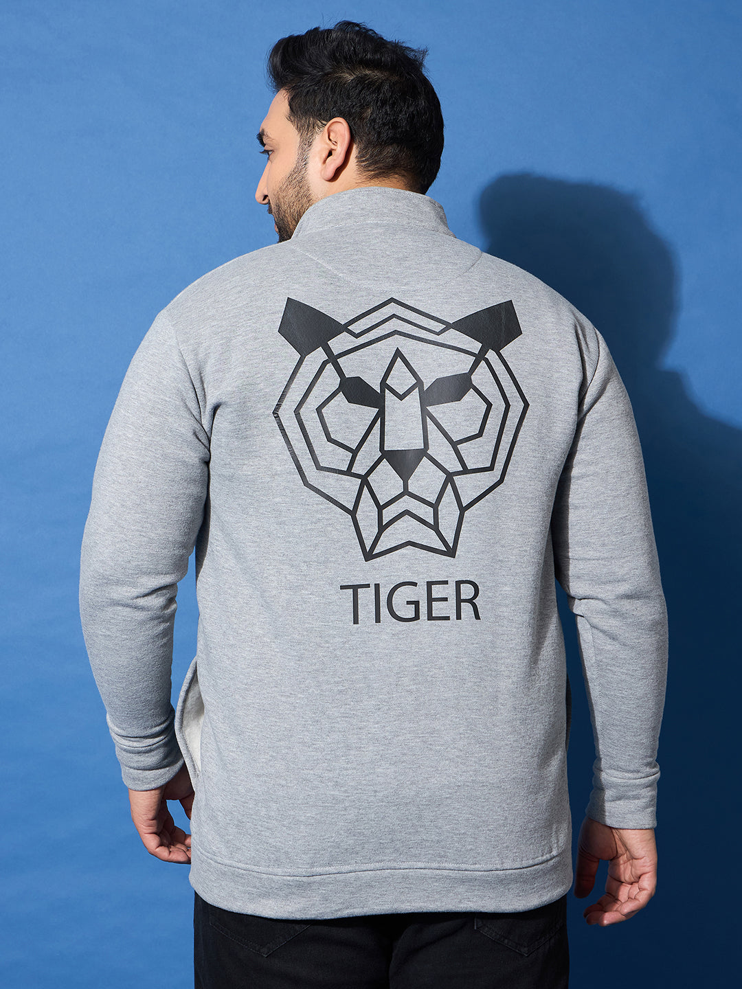 Men Plus Size Roar Grey Printed Jacket