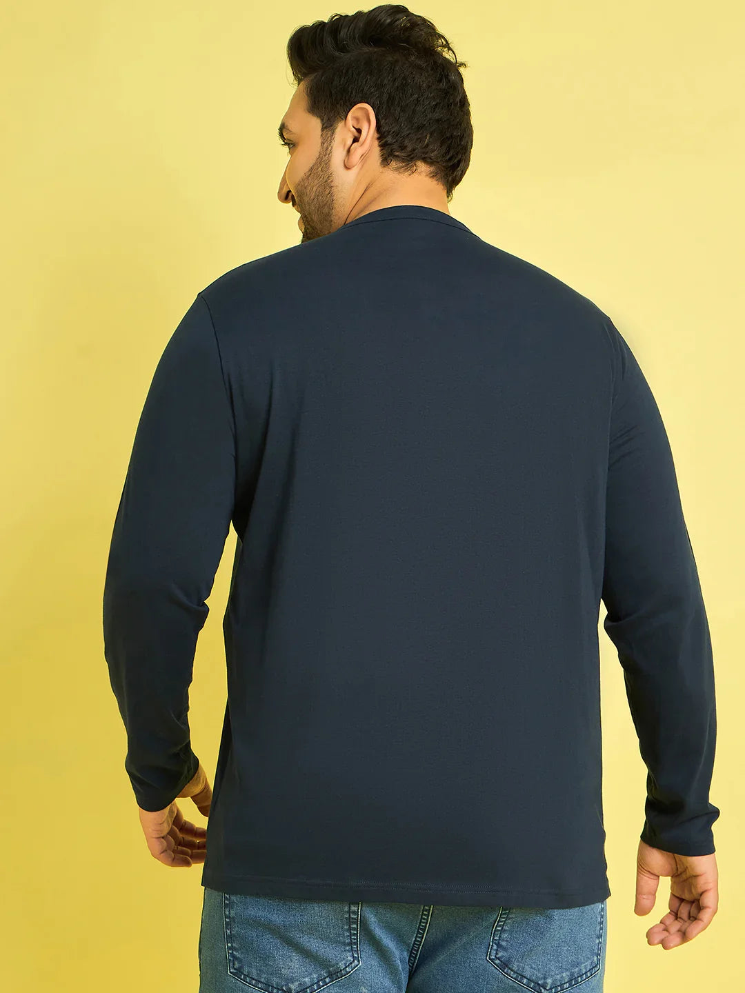 Men Plus Size Reming Solid Henley Tshirt - bigbanana