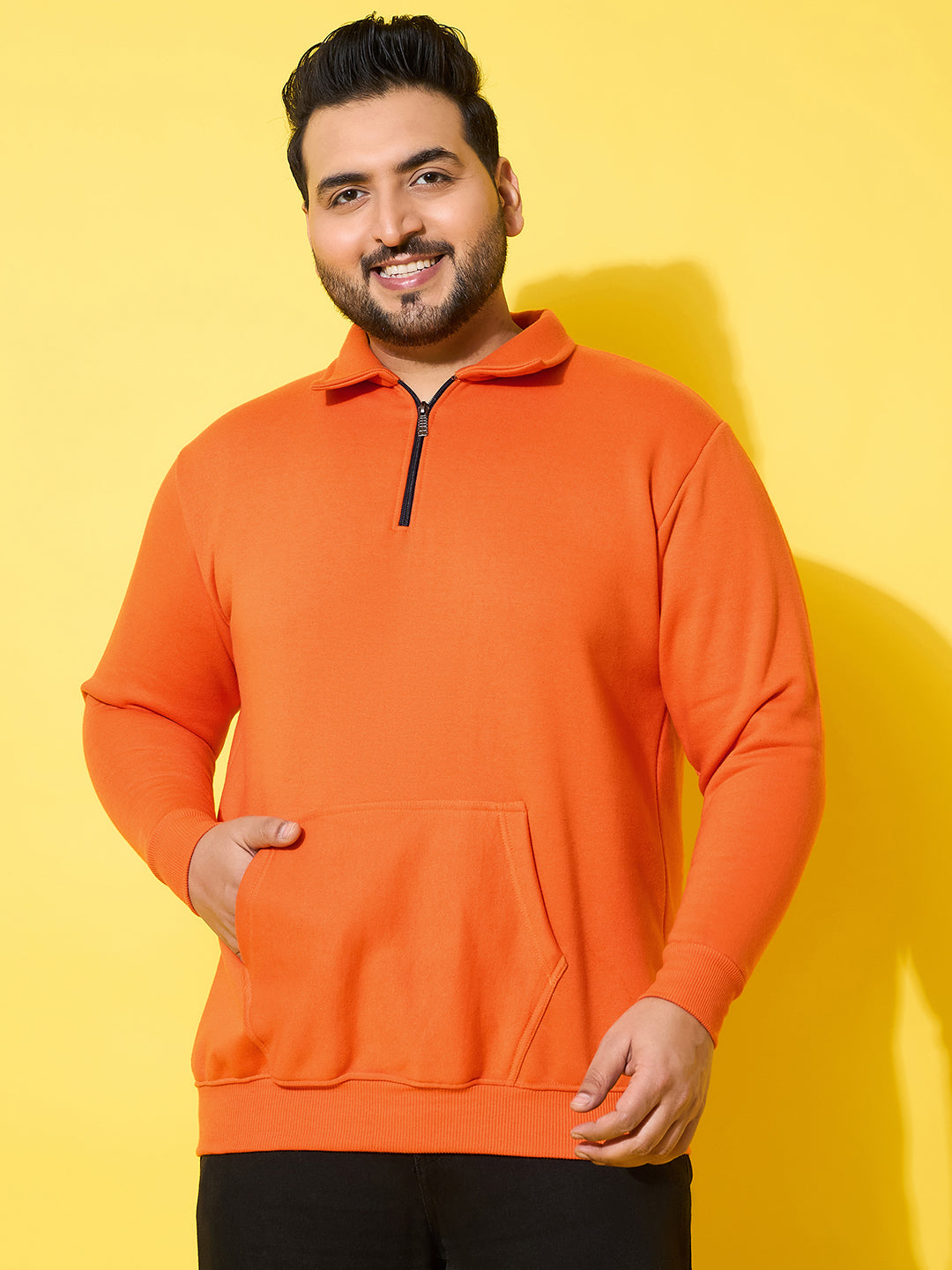 Men Plus Size Rune Orange Solid Sweatshirt