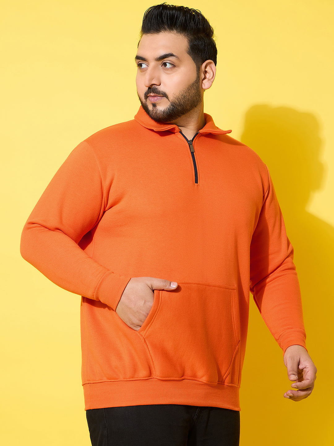 Men Plus Size Rune Orange Solid Sweatshirt