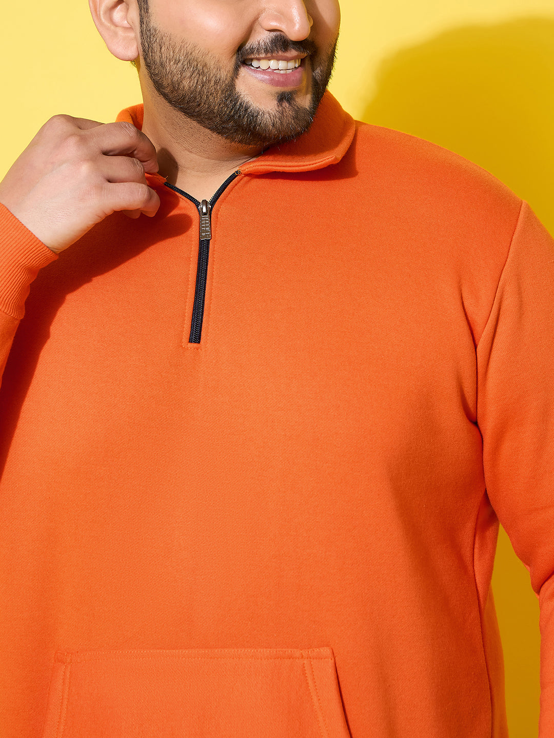 Men Plus Size Rune Orange Solid Sweatshirt