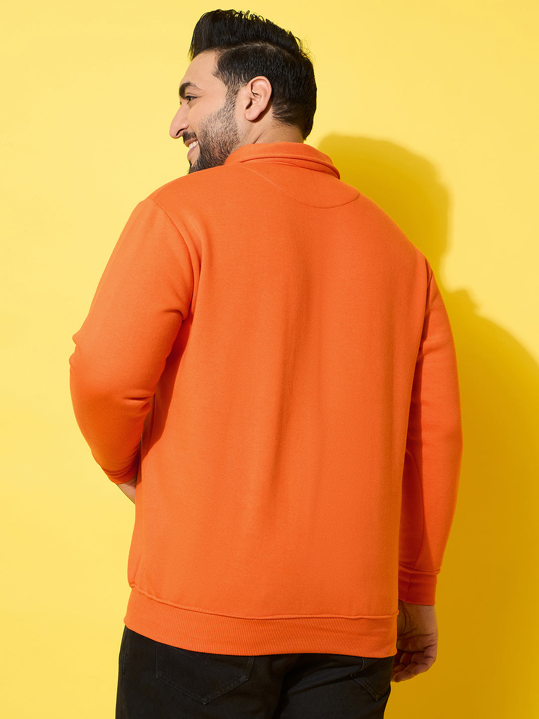 Men Plus Size Rune Orange Solid Sweatshirt