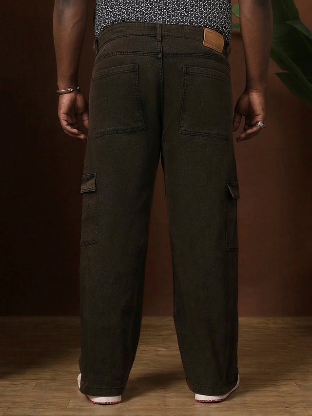 Men Plus Size Rustica Brown Solid Jeans