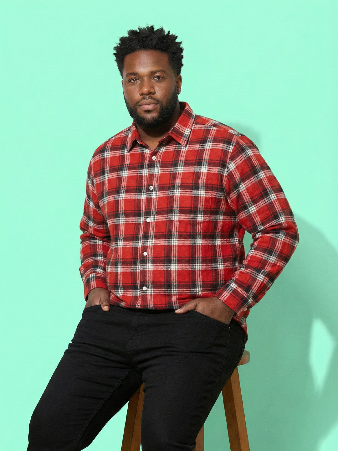 Men Plus Size Rux Multicolor Checkered Casual Shirt