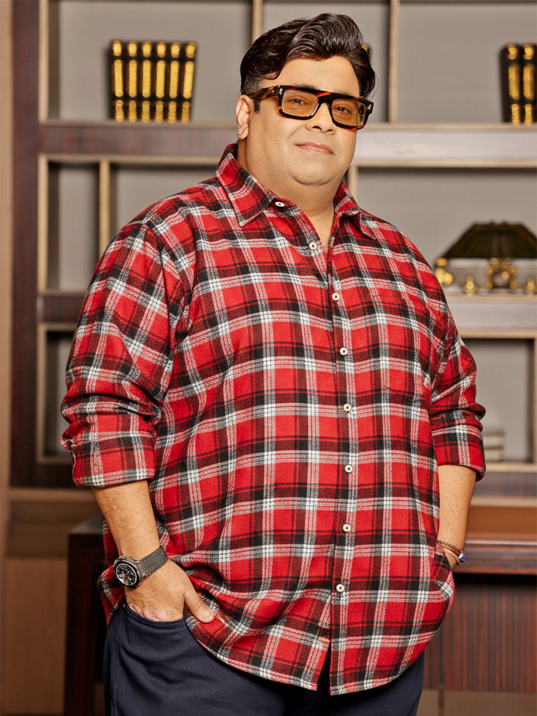 Men Plus Size Rux Multicolor Checkered Casual Shirt