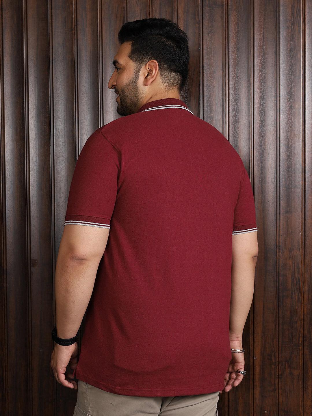 Men Plus Size Sailor Colorblock Polo Tshirt - bigbanana