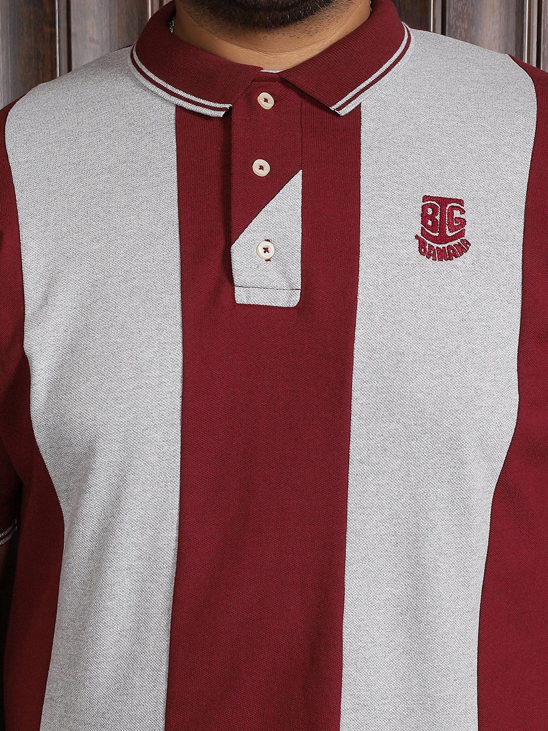 Men Plus Size Sailor Colorblock Polo Tshirt - bigbanana