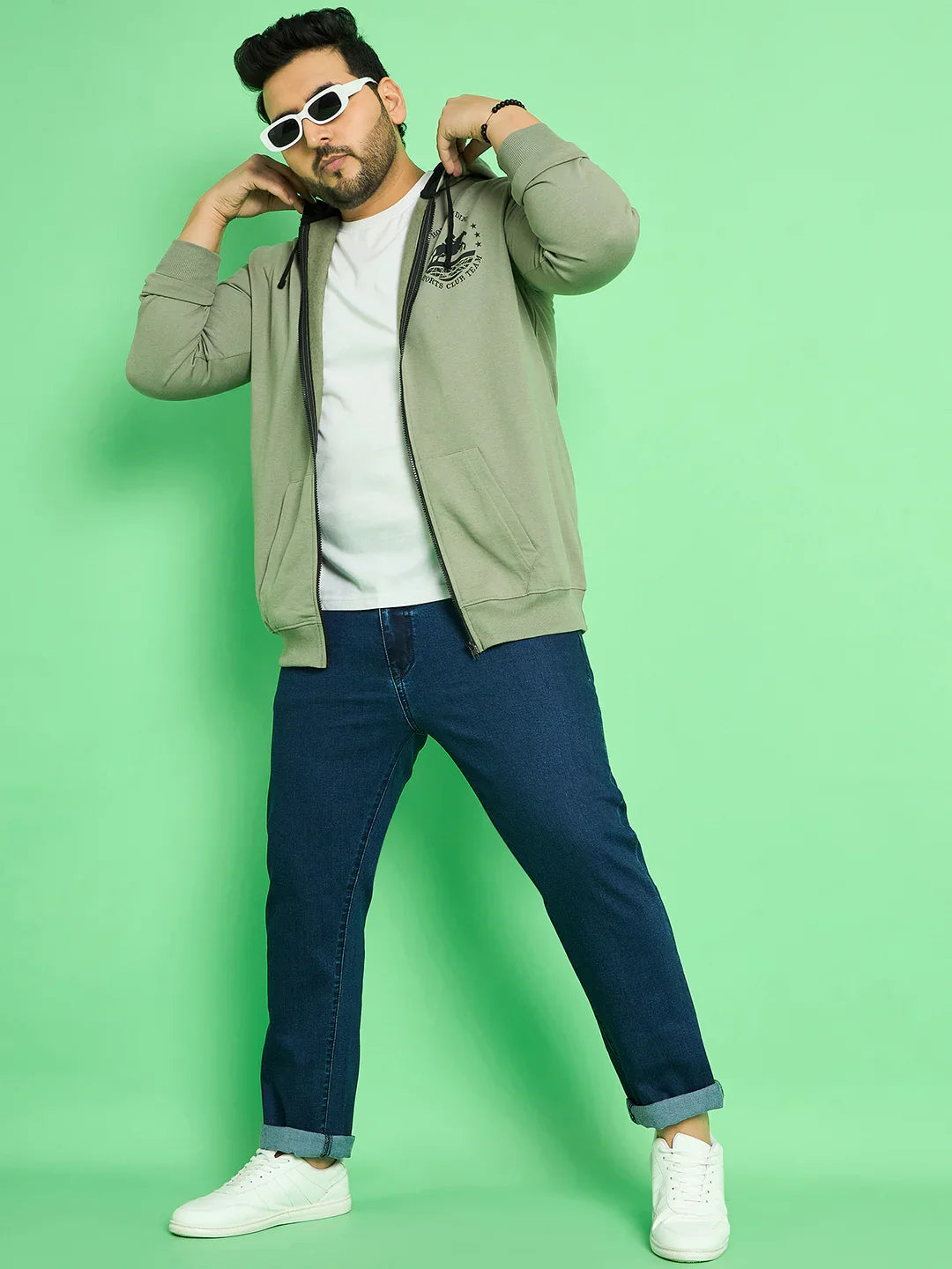 Men Plus Size Salovci Solid Sweatshirts - bigbanana