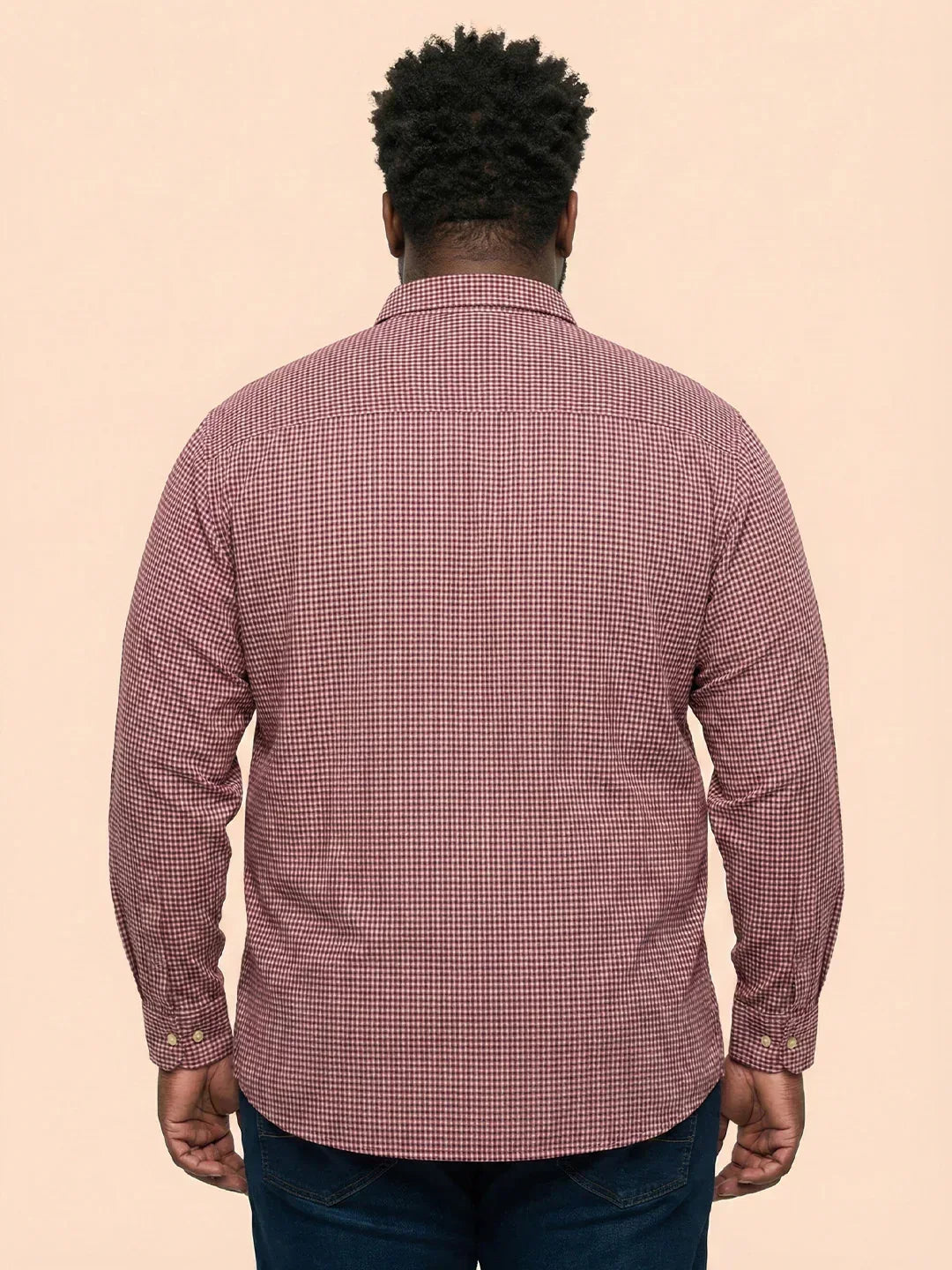 Men Plus Size Sangria Pink Self Design Casual Shirt