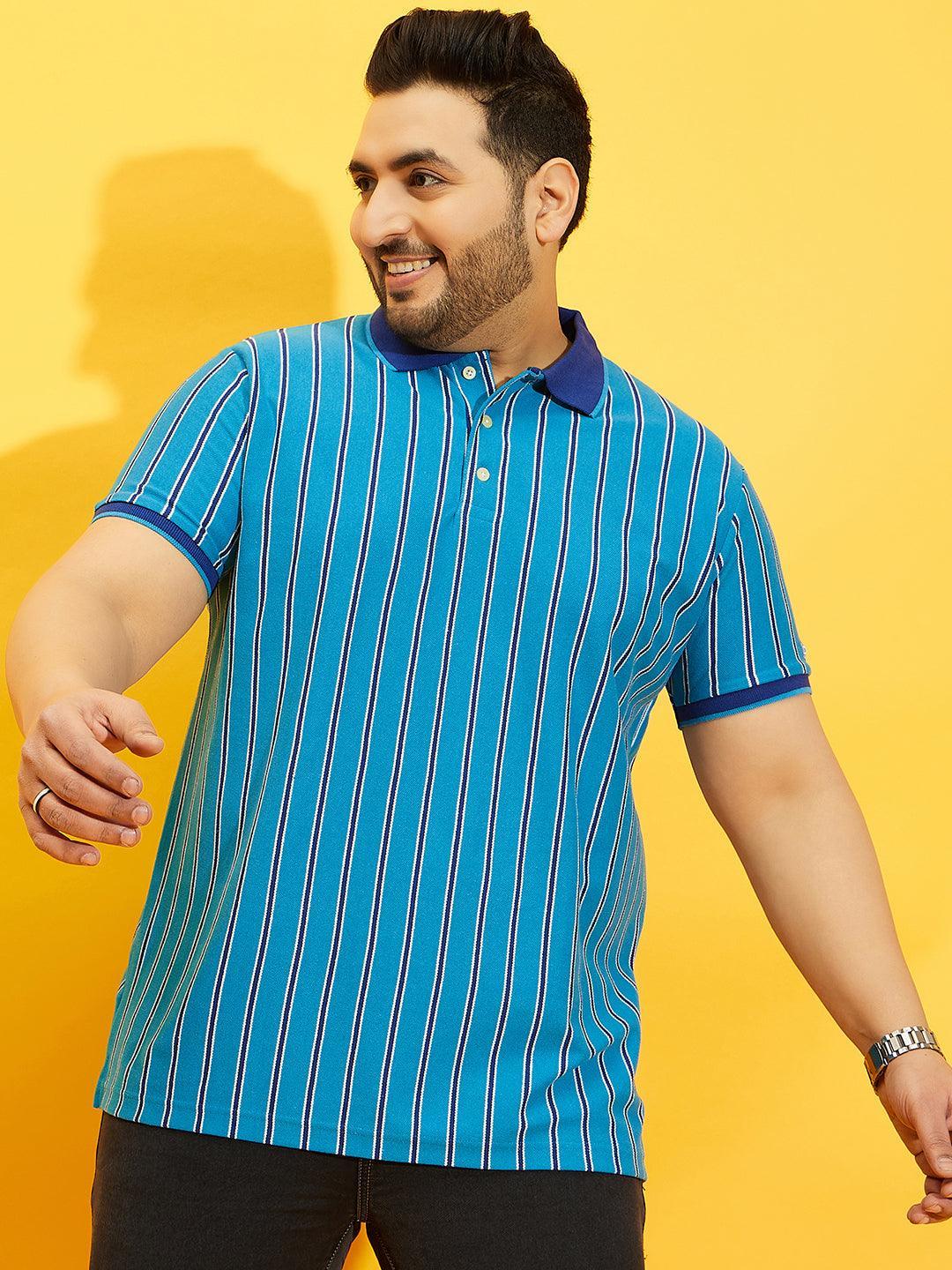 Men Plus Size Satordi Stripped Polo Tshirt - bigbanana