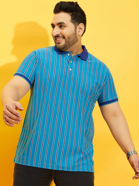 Men Plus Size Satordi Stripped Polo Tshirt - bigbanana