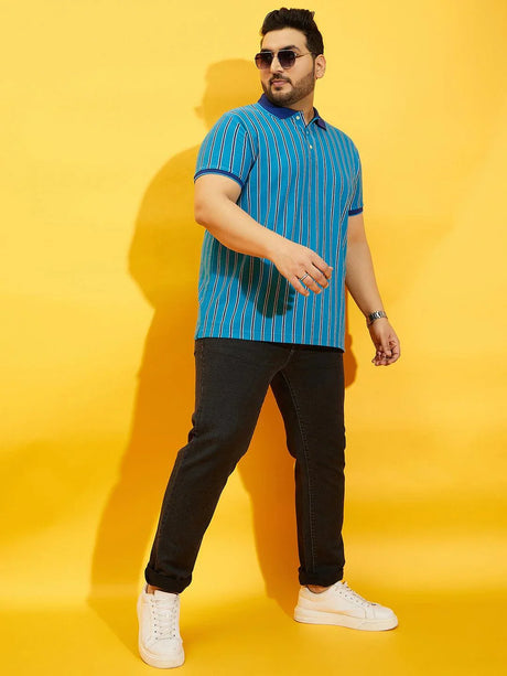 Men Plus Size Satordi Stripped Polo Tshirt - bigbanana