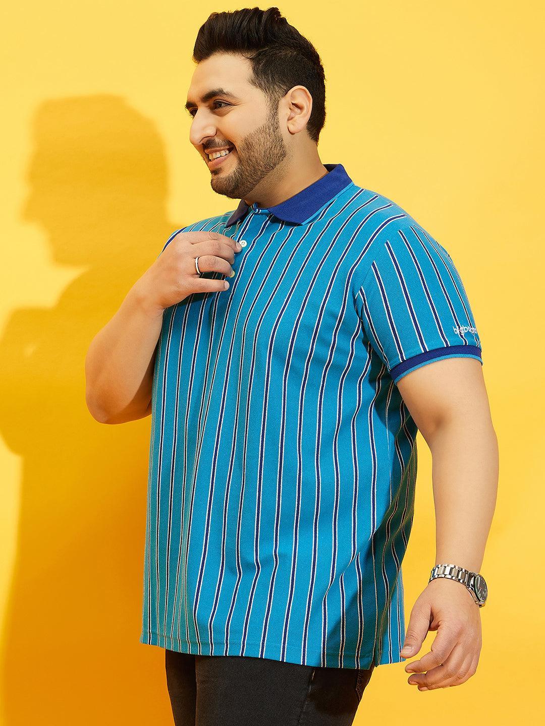 Men Plus Size Satordi Stripped Polo Tshirt - bigbanana