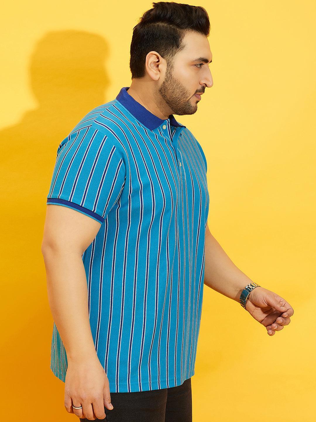 Men Plus Size Satordi Stripped Polo Tshirt - bigbanana