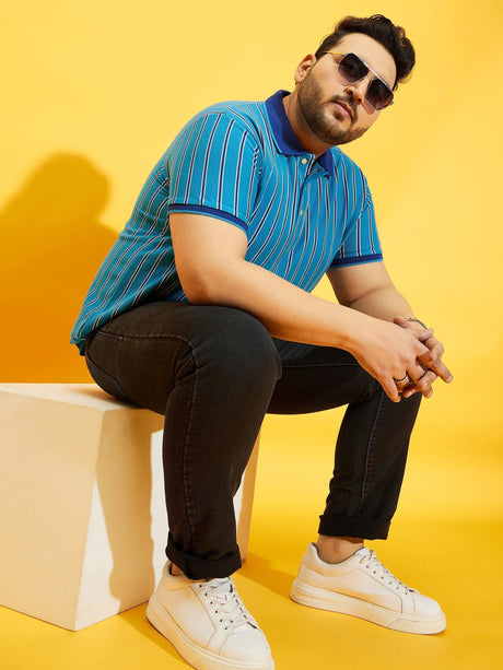 Men Plus Size Satordi Stripped Polo Tshirt - bigbanana