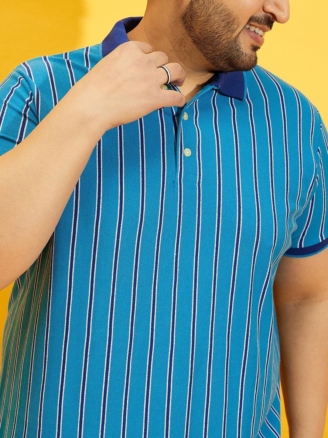 Men Plus Size Satordi Stripped Polo Tshirt - bigbanana