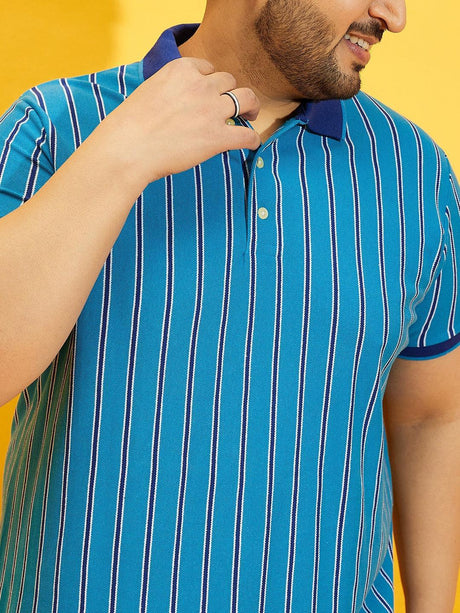 Men Plus Size Satordi Stripped Polo Tshirt - bigbanana