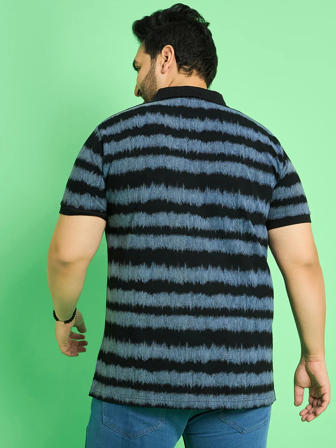 Men Plus Size Savnik Stripes Polo Tshirt - bigbanana