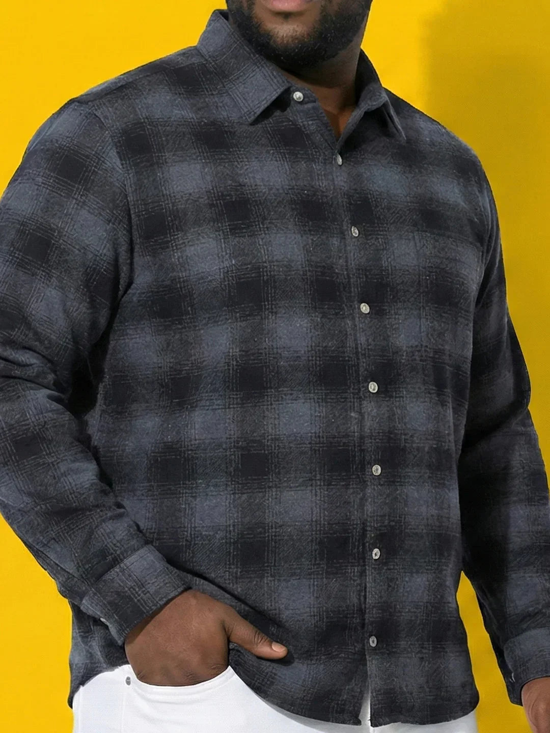 Men Plus Size Scrub Multicolor Checkered Casual Shirt