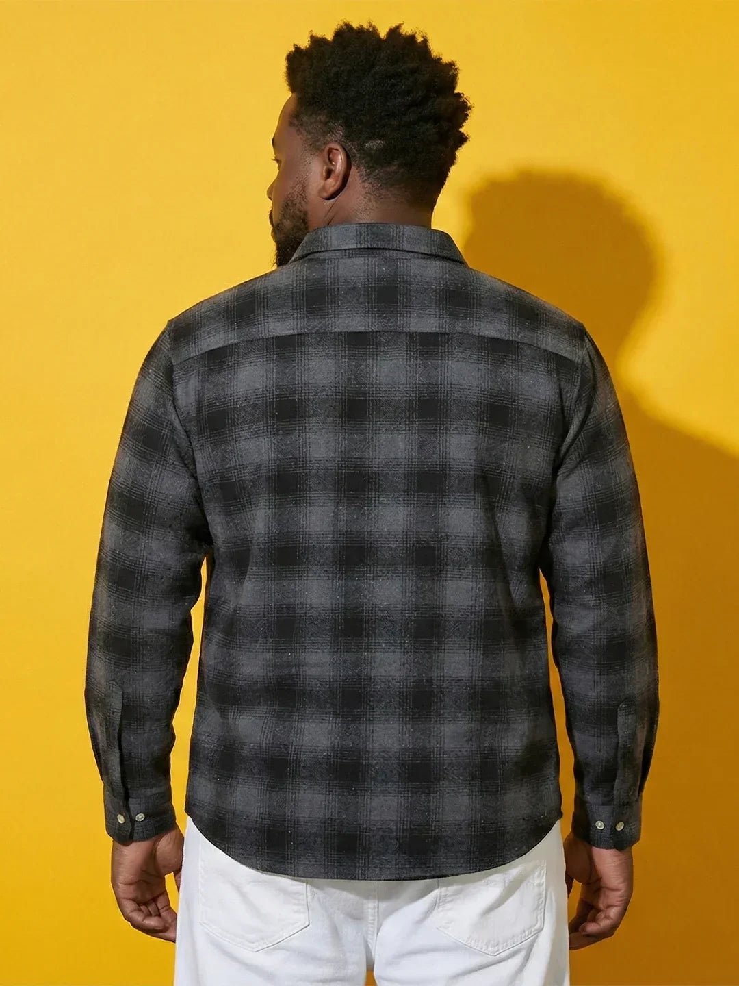 Men Plus Size Scrub Multicolor Checkered Casual Shirt