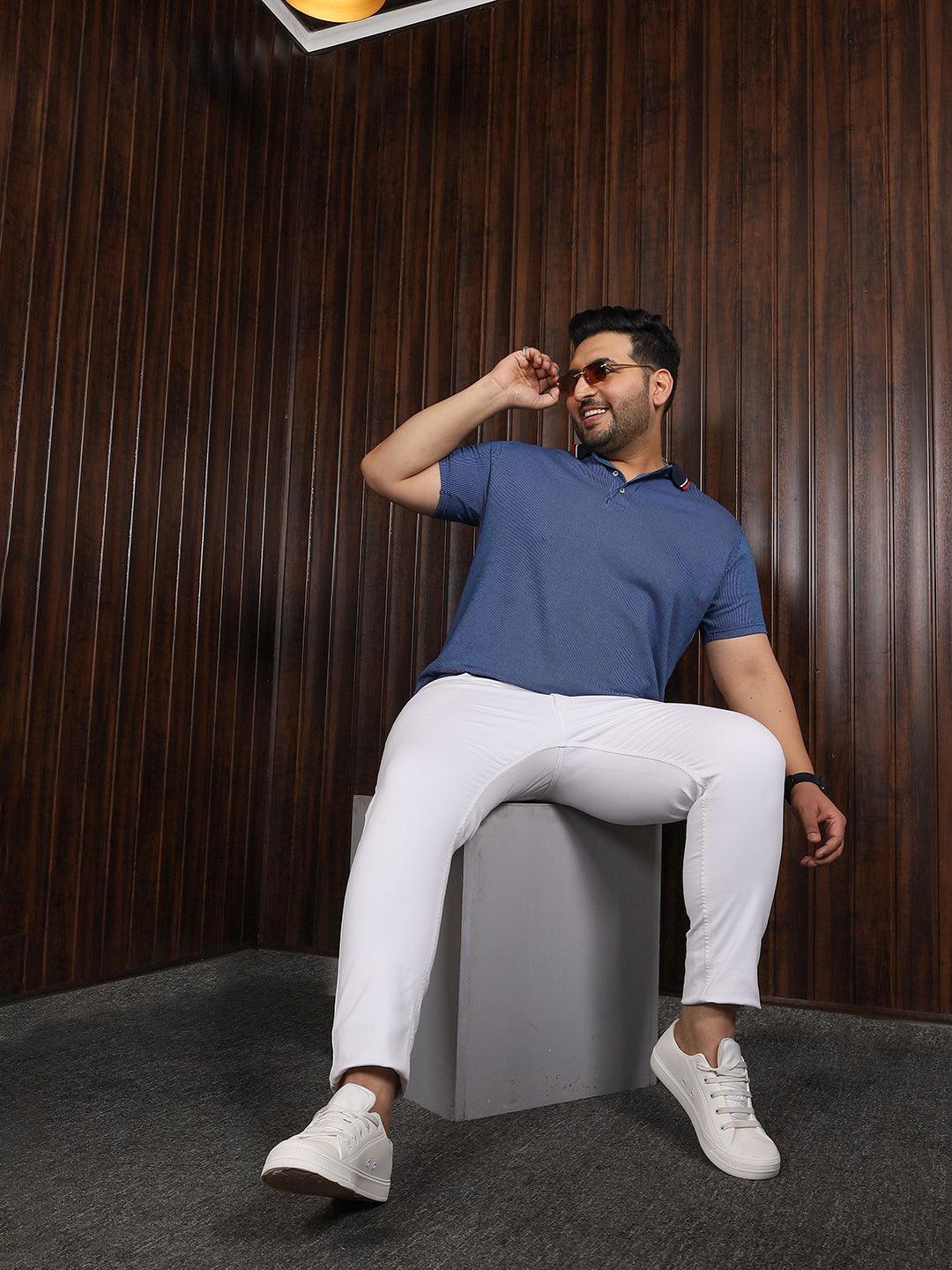 Men Plus Size Seoul Jacquard Polo Tshirt - bigbanana