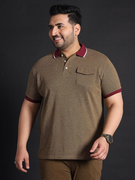 Men Plus Size Shanghai Jacquard Polo Tshirt - bigbanana
