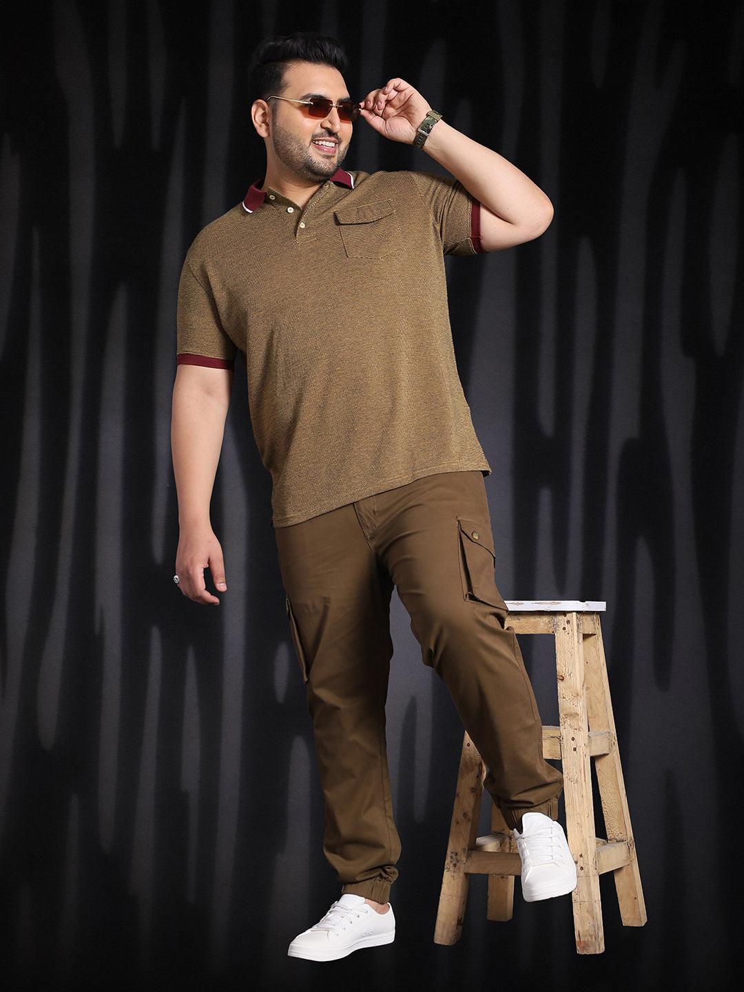 Men Plus Size Shanghai Jacquard Polo Tshirt - bigbanana