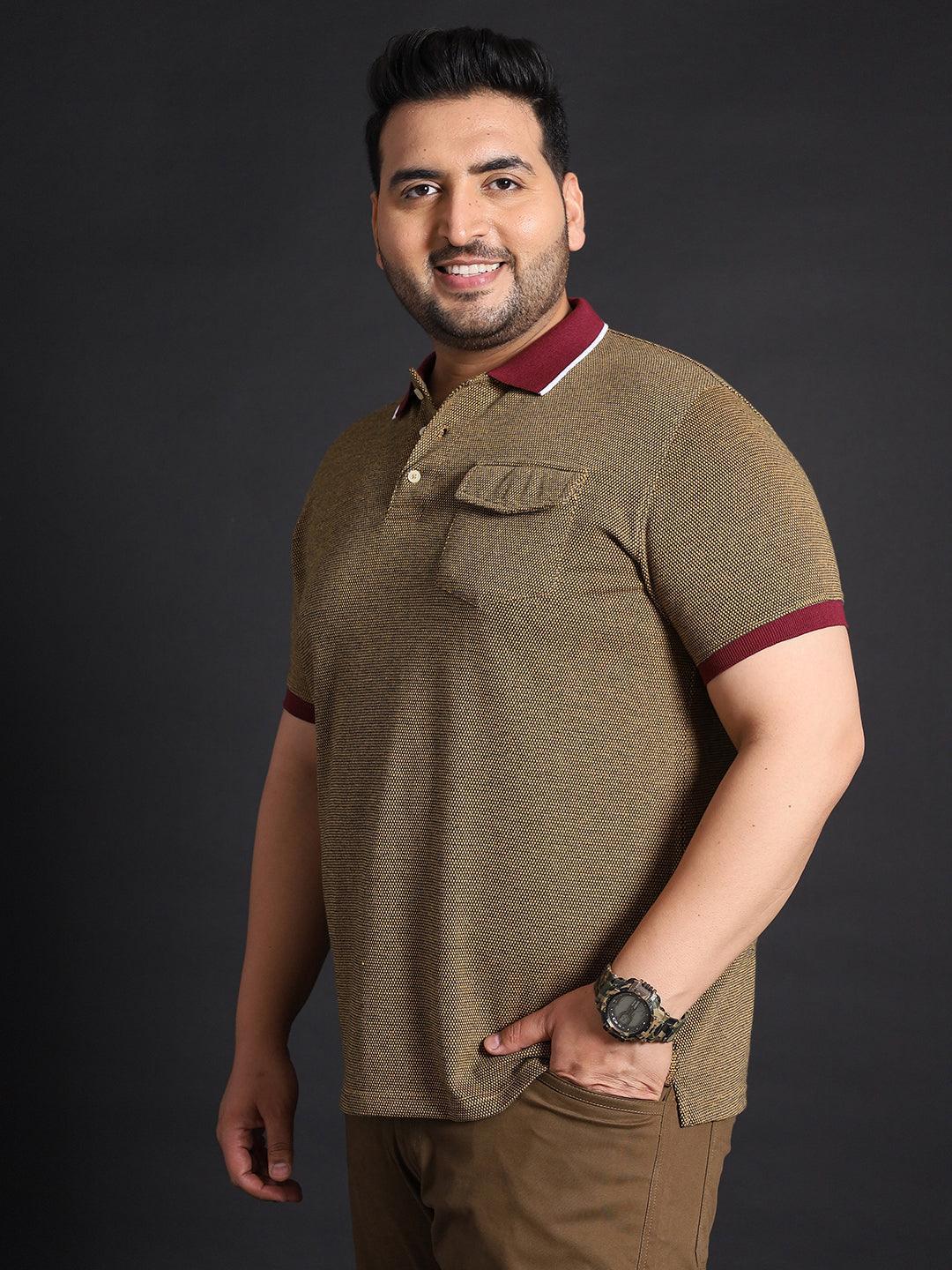 Men Plus Size Shanghai Jacquard Polo Tshirt - bigbanana