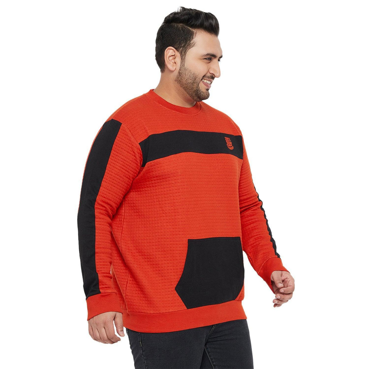 Men Plus Size Shell Colorblock Sweatshirt - bigbanana