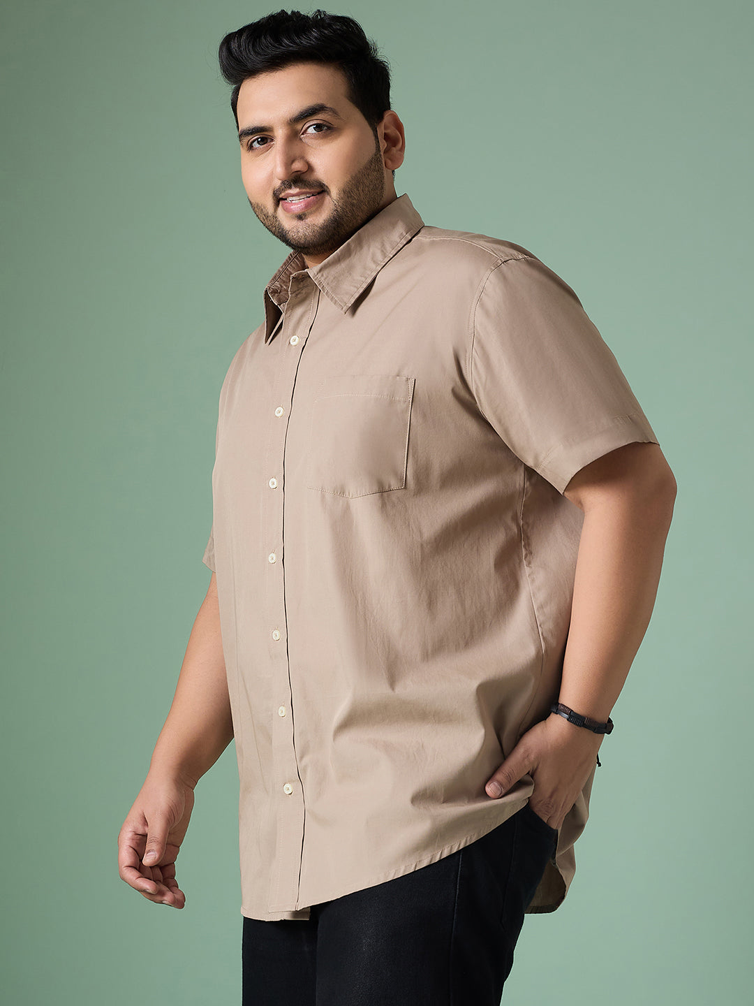 Men Plus Size Silque Solid Shirt - bigbanana