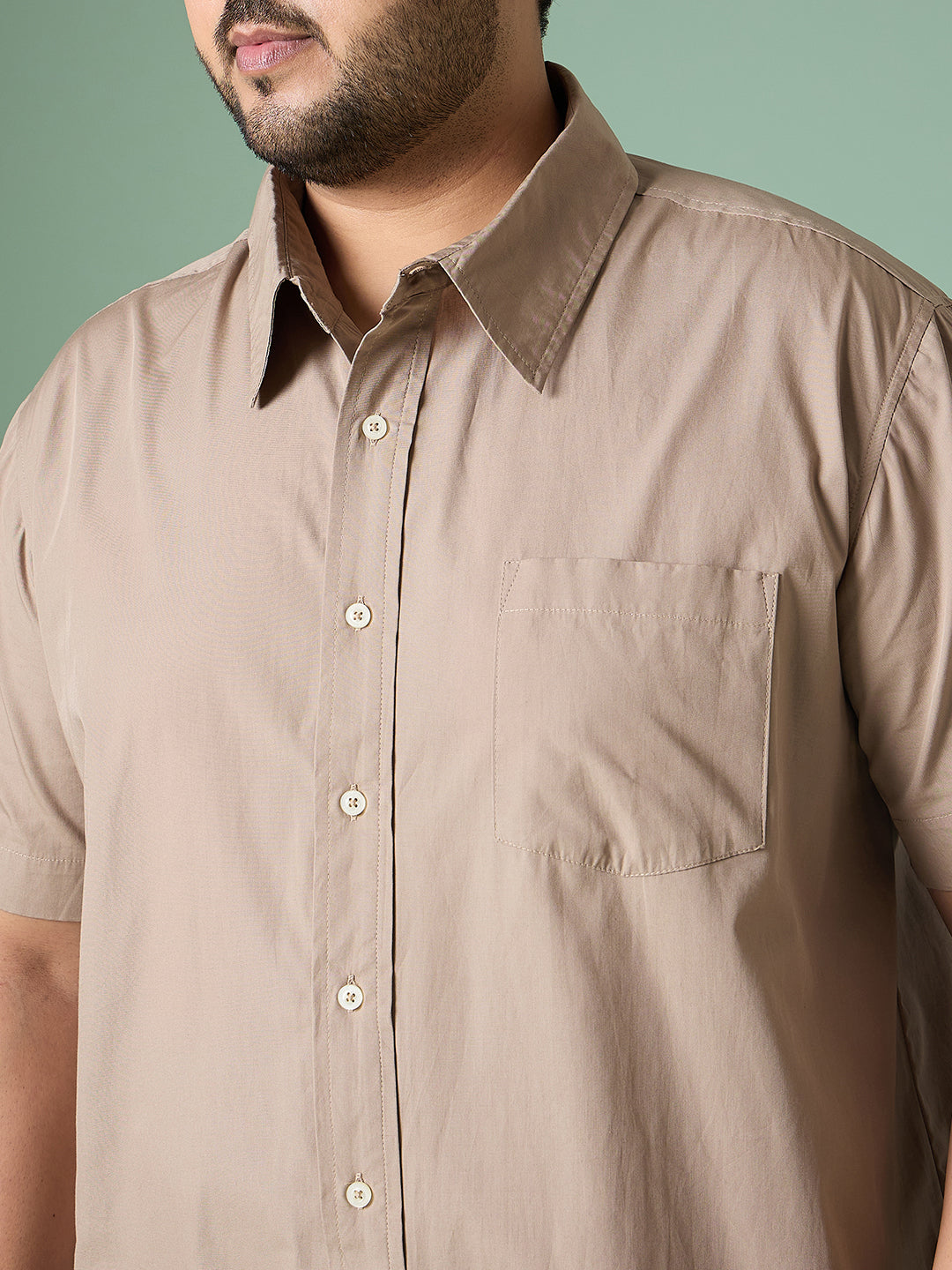 Men Plus Size Silque Solid Shirt - bigbanana