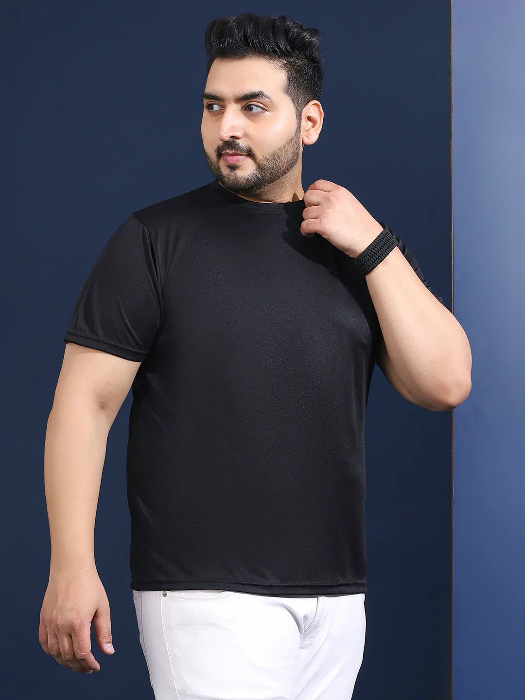 Men Plus Size Slangur Printed Black Round Neck Tshirt - bigbanana