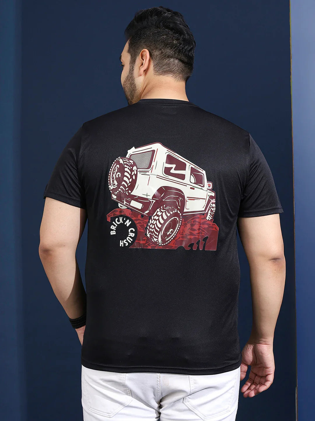 Men Plus Size Slangur Printed Black Round Neck Tshirt - bigbanana