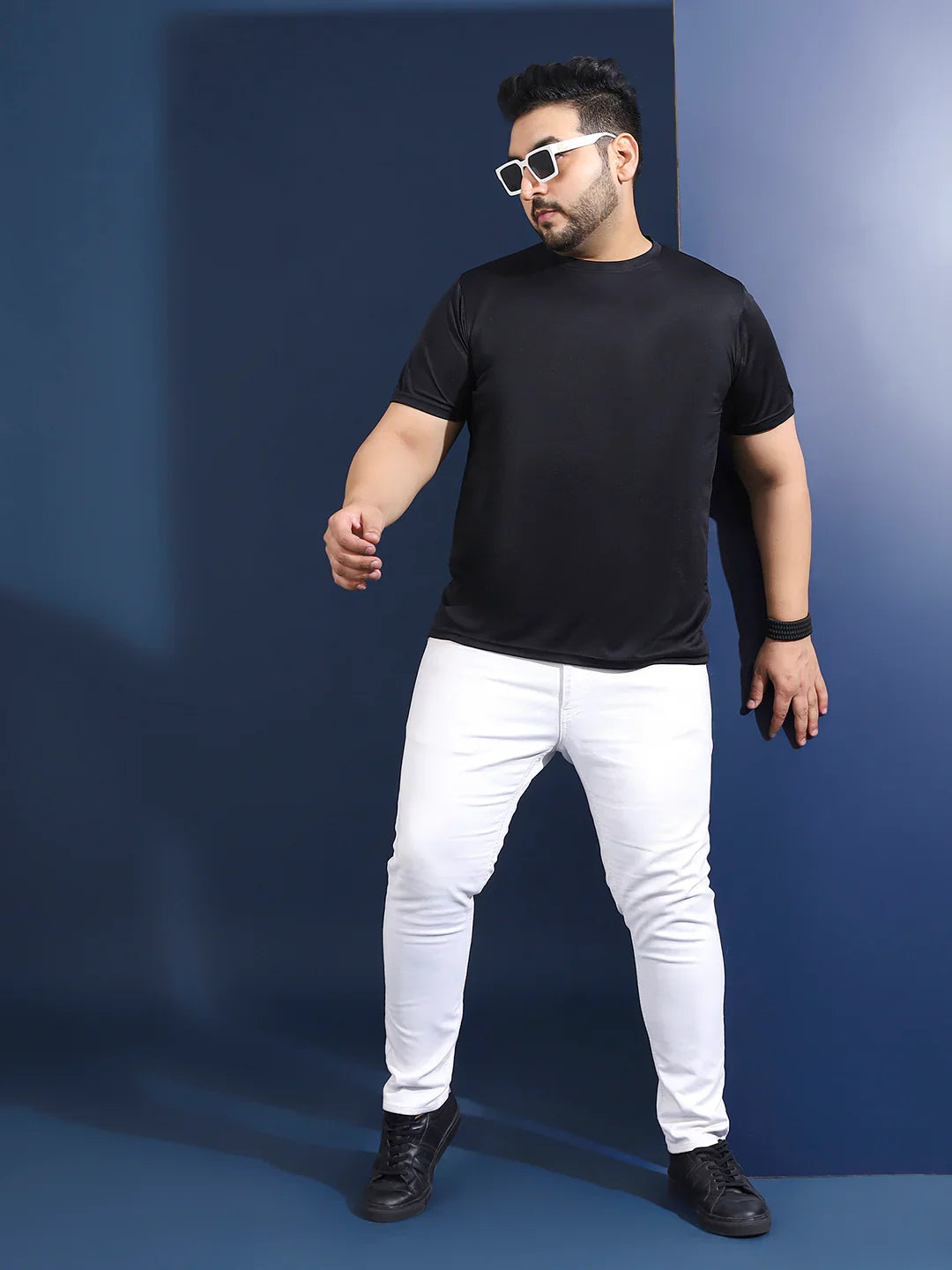 Men Plus Size Slangur Printed Black Round Neck Tshirt - bigbanana