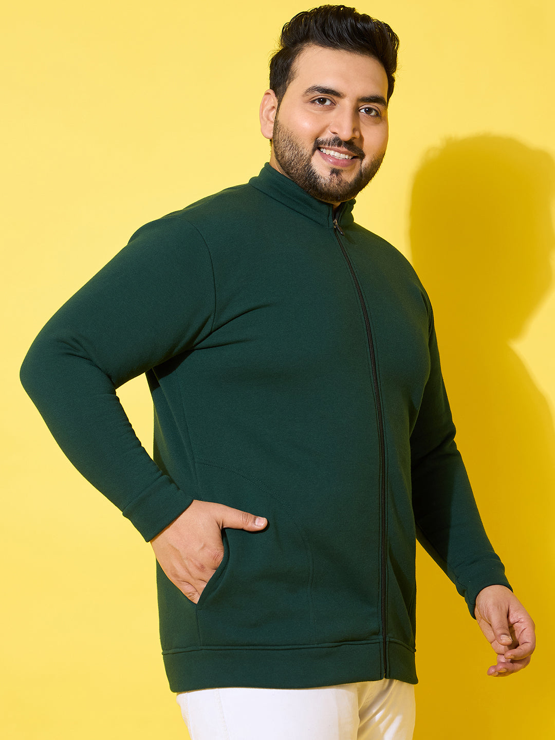 Men Plus Size Sloth Bottle Green Printed Jacket