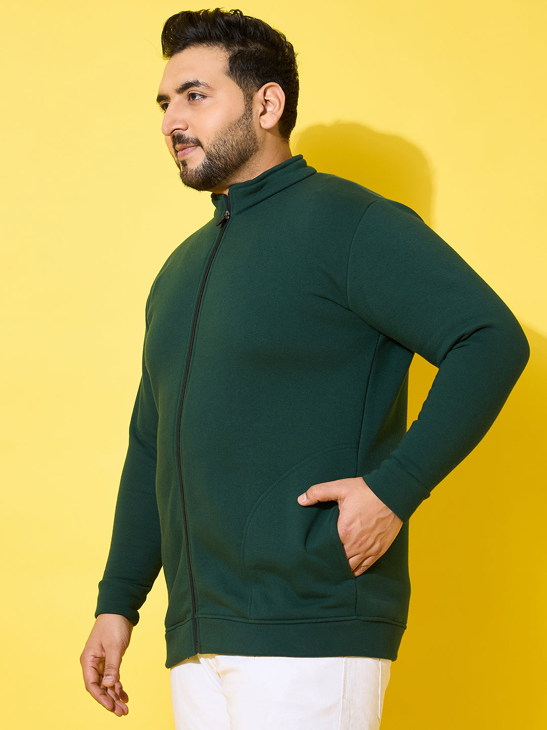 Men Plus Size Sloth Bottle Green Printed Jacket