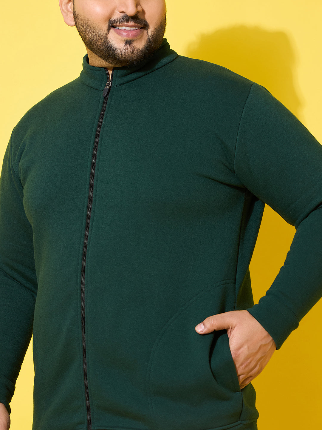 Men Plus Size Sloth Bottle Green Printed Jacket