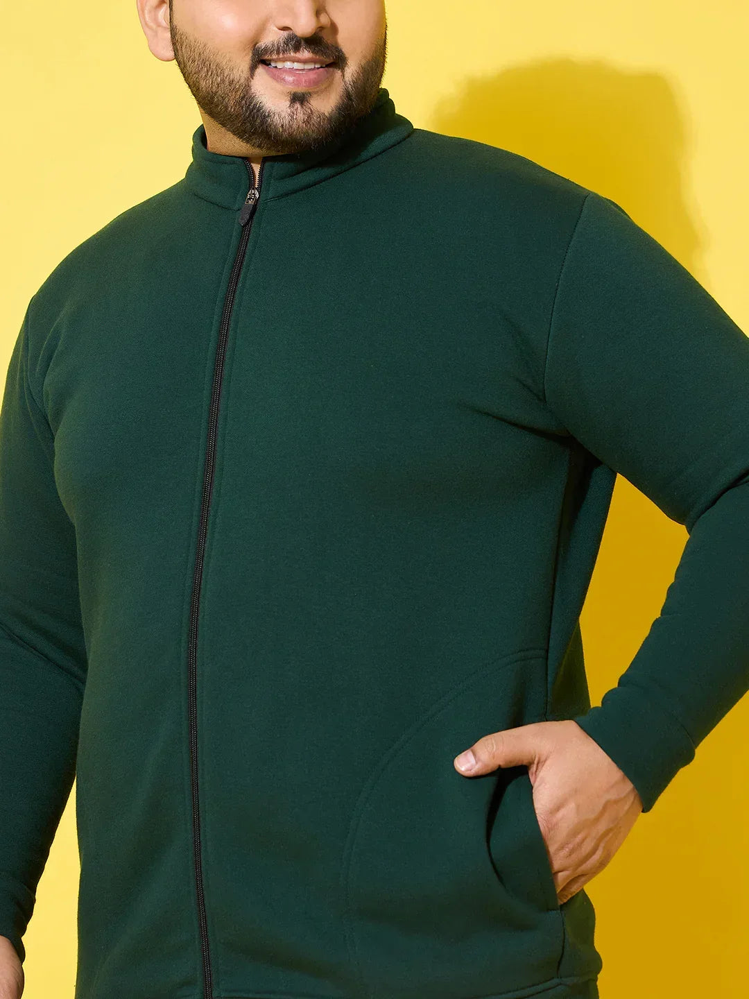 Men Plus Size Sloth Bottle Green Printed Jacket