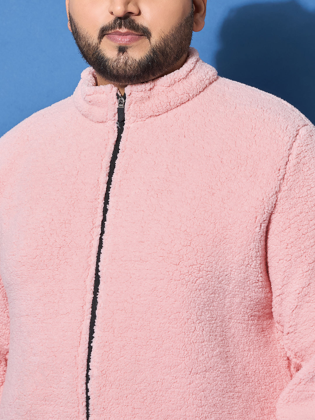 Men Plus Size Snug-Pink Solid Jacket