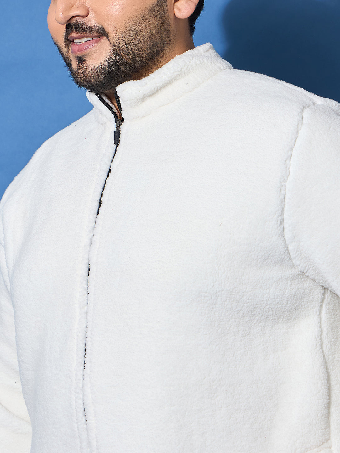 Men Plus Size Snug-Whte Solid Jacket