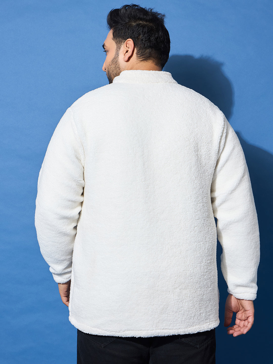 Men Plus Size Snug-Whte Solid Jacket