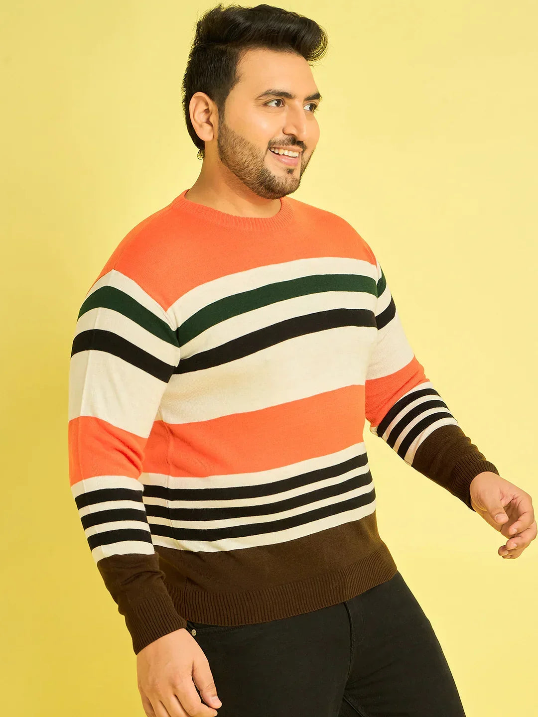 Men Plus Size Koa Striped Sweater - bigbanana