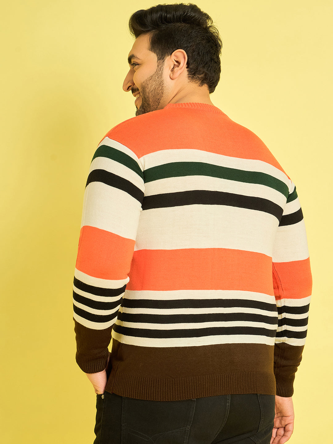 Men Plus Size Koa Striped Sweater - bigbanana