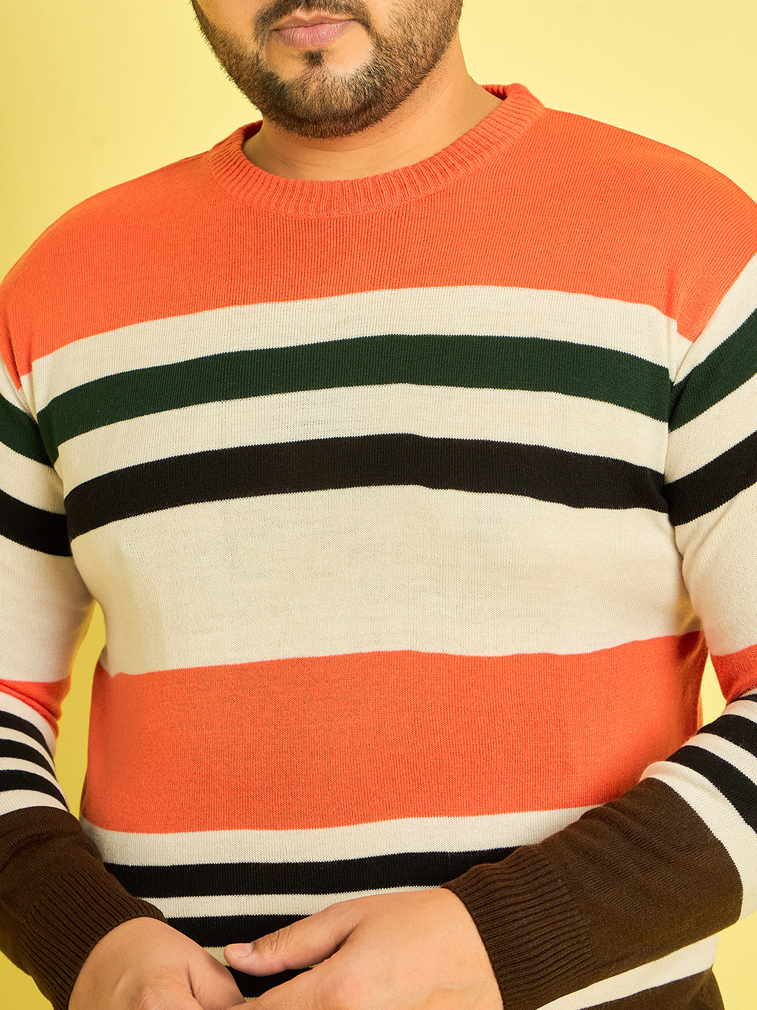 Men Plus Size Koa Striped Sweater - bigbanana