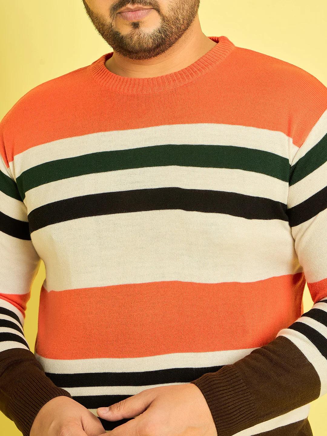 Men Plus Size Koa Striped Sweater - bigbanana