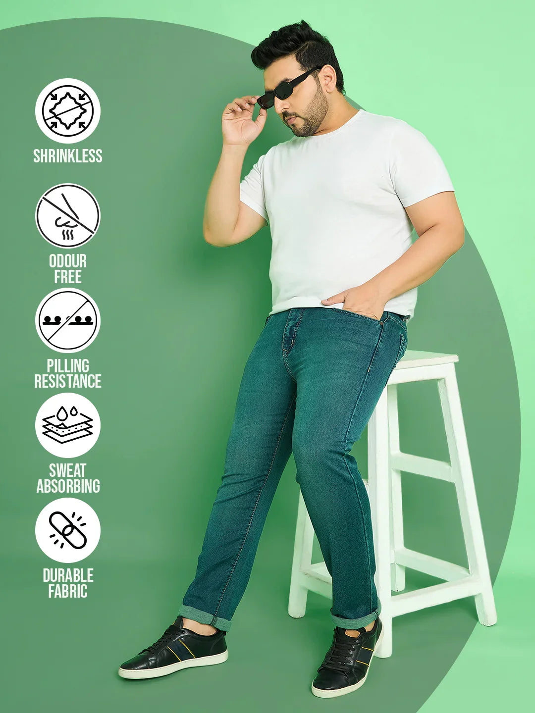 Men Plus Size Aidan Solid Jeans - bigbanana