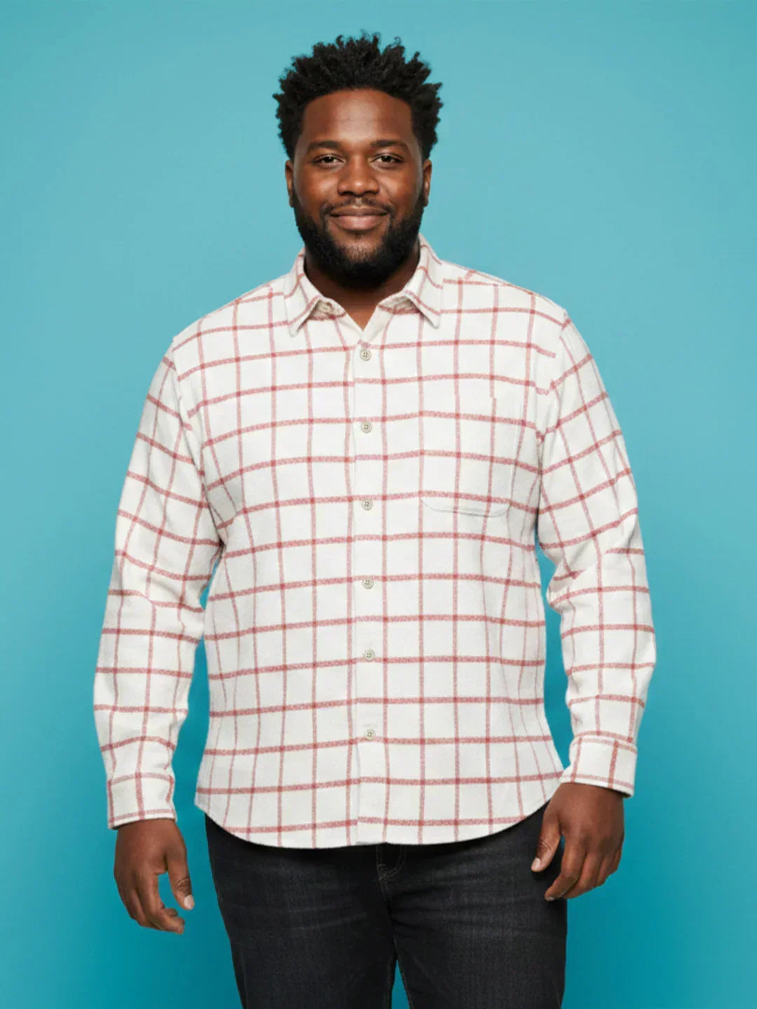 Men Plus Size Static Multicolor Checkered Casual Shirt