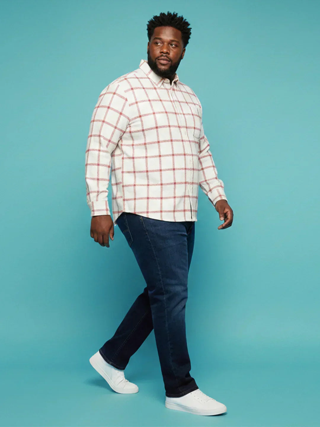 Men Plus Size Static Multicolor Checkered Casual Shirt